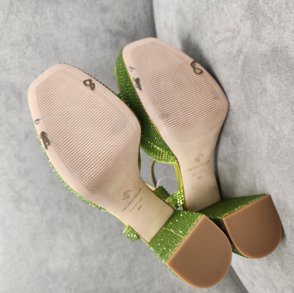 ANTONIO MELANI Lime Green Crystal Platform Sandals - Picture 14 of 15